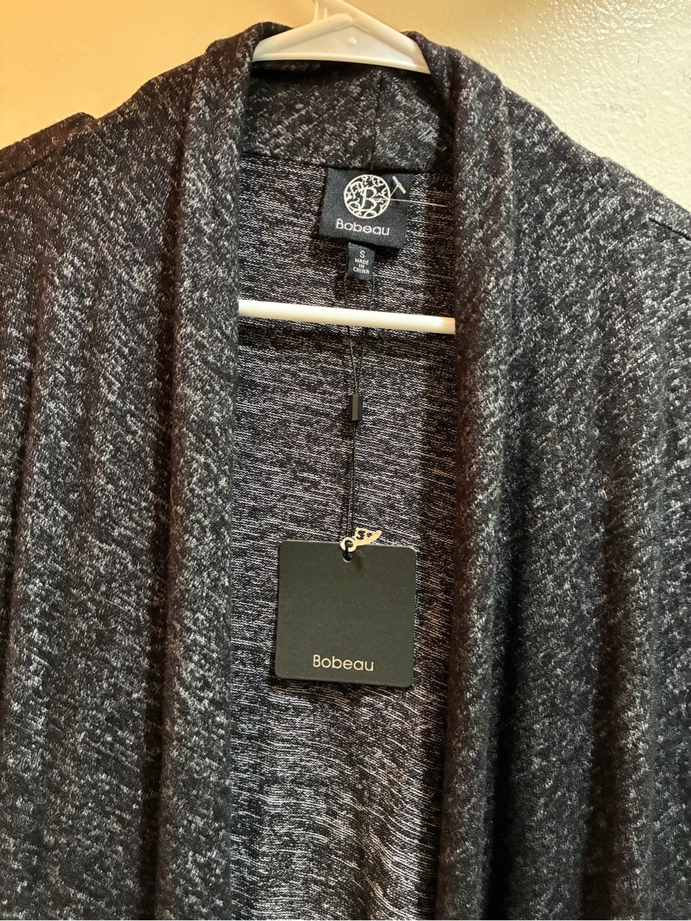 bobeau Open Front Heathered Charcoal Gray Cardigan